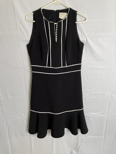 Abito senza guaina Kate Spade donna taglia 6 carriera ufficio nero bianco 3788