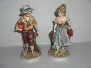 Vintage Andrea Porcelain Figurines 19th Century Girl Boy Water Carriers NICE - Picture 1 of 8
