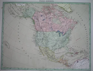 1871 TEXAS CALIFORNIA ORIGINAL MAP UNITED STATES CANADA NEW YORK WASHINGTON CUBA - Picture 1 of 11