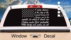American Flag Pledge of Allegiance Vinyl Truck Window Sticker Decal - Picture 1 of 3