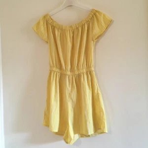 Yellow Off Shoulder Elasticated Dungaree Style One Piece Suit Romper - Size 10 - Picture 1 of 14