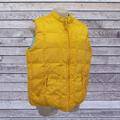 Colete acolchoado feminino Old Navy amarelo tamanho 16 zíper completo forrado reversível - Imagem 1 de 4