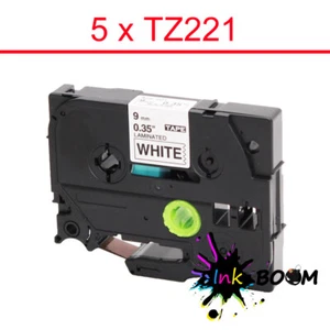 5 etiquetas con cinta Brother TZ-221 TZe-221 P-Touch negra sobre blanca 9 mm x 8 m - Imagen 1 de 1