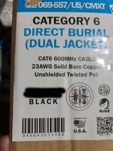Vertical Cable 069-557/US/CMXT UTP CAT6 Direct Burial Waterproof Network /50ft - Picture 1 of 12