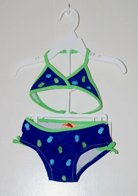 NUEVO CON ETIQUETAS Tommy Bahama Infantil Niñas Azul Estampado Piña 2 piezas Bikini Traje de Baño talla 18M Foto 1 de 4