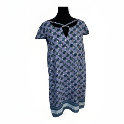 Modcloth Purple/Teal Shared Sentiment Shift Dress Size M Geometric Short Pockets - Image 1 of 4