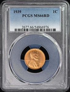 1939 1C Lincoln Cent Type 1 Wheat Reverse PCGS MS66RD - Picture 1 of 2