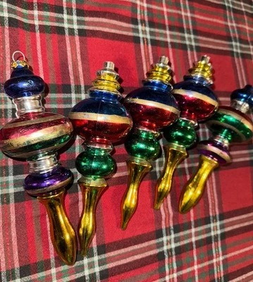 Juego de 5 adornos navideños vintage MCM Tornado multicolor Foto 1 de 4