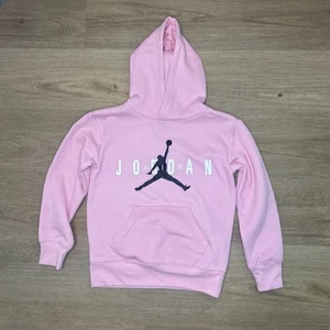 *NEW* Nike Air Jordan Girls Small Hoodie Jumpman Logo Sweatshirt Pink - Picture 1 of 6