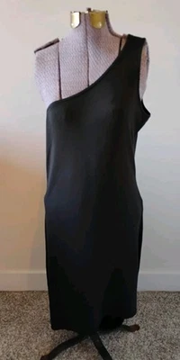Vestido Michael Kors Negro Tejido Dobladillo Asimétrico Para Mujer Un Hombro Discoteca y2k L Foto 1 de 4
