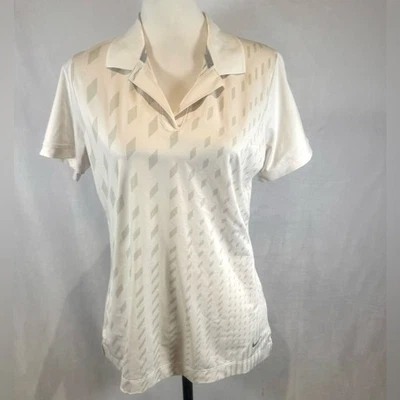 Nike Golf Mujer Tour Performance Dri-fit Blanco Gris Diamante Polo Top Mediano Foto 1 de 4