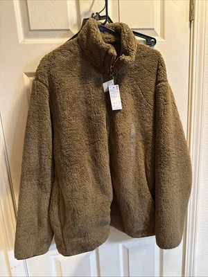 Chaqueta polar de hilo mullido Uniqlo XXL 32 beige cremallera completa bolsillos de peluche nueva con etiquetas Foto 1 de 4