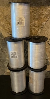 5 New Rolls=500 yds @ Curling Ribbon curly tie 3/16” white wedding balloons gift - Image 1 of 4