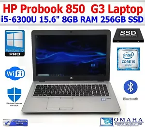 HP ELITEBOOK 850 G3 LAPTOP i5-6200U 2.30GHz 8GB RAM 256GB SSD WIN10 PRO WIFI CAM - Picture 1 of 7