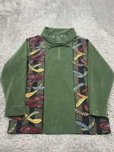 Koos of Course Jacket Women Large Olive Green Faux Suede 1/4 Zip Turtleneck Boho - Picture 1 of 8