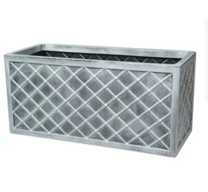 Lazio Trough Patio Planter Garden Plastic Flower Pot Pewter Grey 70cm x 33cm - Picture 1 of 6