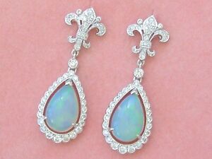 4.00 Ct Pear Cut Simulated Fire Opal Drop Dangle Earrings 14k White Gold Plated