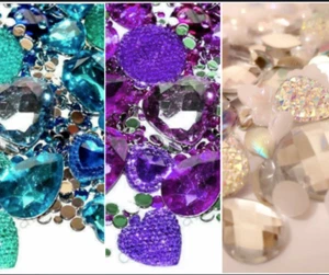 Flat back Rhinestone Acrylic Gem Resin gemstone AB Embellishment Cabochon craft - Picture 1 of 6