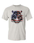 American White Tiger T-Shirt Stars and Stripes Wild Cat Nature Mens Tee Shirt