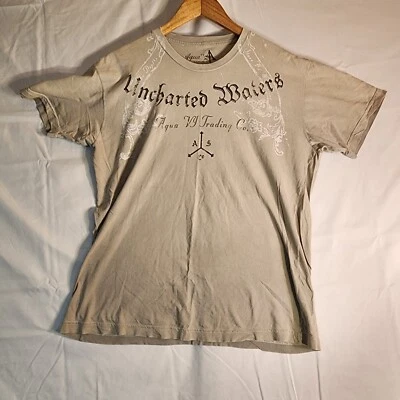 Aqua VI FASHION GRAPHIC PRINT ADULT TAN SHORT-SLEEVE 100% COTTON T-SHIRT SIZE L - Image 1 of 4