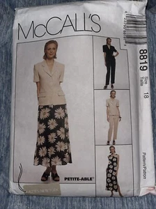 McCalls 8819 Womens 18 Jones New York Wardrobe Dress Jacket Pants Skirt Pattern - Picture 1 of 2