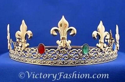 King's Crown - Gold plated metal with faux jewels - adjustable Foto 1 de 2