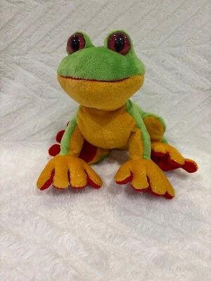Ganz Lil'Kinz Tree Frog Red Feet Yellow Belly Plush Toy Stuffed 8" No Code - Image 1 of 4