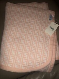 New Fendi FF pink baby blanket