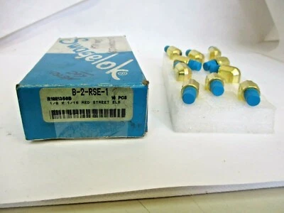 NEW BOX OF (10) SWAGELOK B-2-RSE-1 BRASS 1/8" X 1/16" REDUCING STREET ELBOW - Image 1 of 3
