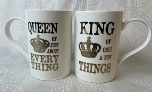 Queen of Just About Everything/ King of Only a Few Things Cup/Mug Set of 2 - Picture 1 of 6