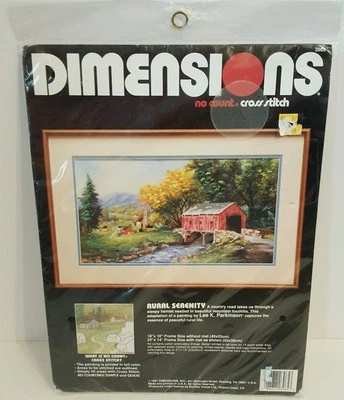 Cross Stitch Kit From Dimensions No Count Rural Serenity Covered Bridge 3965 NEW - Image 1 of 3