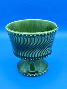Vintage Green Swirl Art Pottery McCoy Pedestal Planter 4.5" - Picture 1 of 5