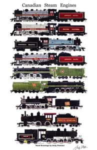 Canadian Steam Locomotives 11"x17" Railroad Poster by Andy Fletcher signed - Picture 1 of 1