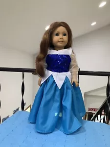 Passt 18 Zoll American Girl Puppenkleidung Prinzessin Aurora blau Kostüm nur Kleid - Bild 1 von 5