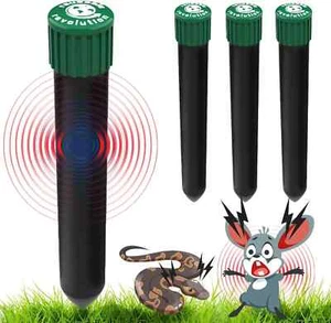 4 Pack Mole Chaser - Battery Operated Pest Repeller Stake, Scares Away Moles,... - Picture 1 of 3