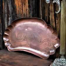 Antique Art & Crafts Joseph Sankey Engraved Copper Tray Newlyn Style Charger