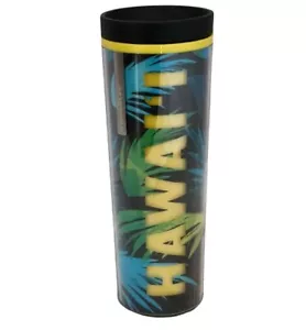Starbucks Hawaii Tumbler 2013 Blue Yellow Palm Cold Cup Travel 16oz Tropical - Picture 1 of 8