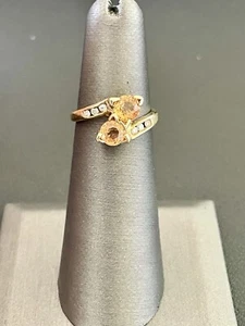 10KY 1.18 Yellow Sapphire 10PTW Diamond Ring Si2/H Size 4.75 (M10) - Picture 1 of 7