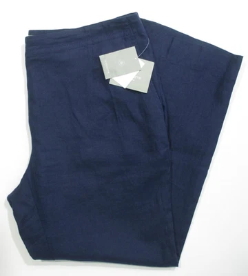 Pantalones Sloane para mujer Liz Claiborne azul oscuro 100 % lino 16W Foto 1 de 4