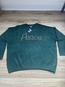 Vince Camuto Damen Holiday PEACE Pullover grün gold Glitzer große L Perlen neu mit Etikett - Bild 1 von 14