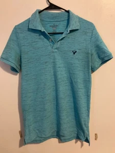American Eagle AE Men’s Core Flex Polo Shirt Small Blue Classic Fit - Picture 1 of 4