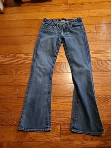 Levi's Bootcut Jeans Girls Size12 Slim Blue Flap Pocket Low Rise Contrast Stitch - Picture 1 of 21