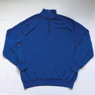 Callaway Mens Thermal 1/4 Zip Mock 100% Merino Wool Pullover Cobalt Blue Size L - Image 1 of 4