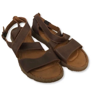 Geboren Lucia braune Leder-Knöchel-Riemchensandalen Größe 7 bequem Freizeit - Bild 1 von 12