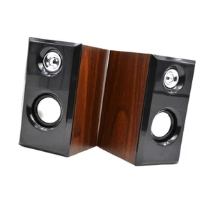 2Pcs Holz Lautsprecher USB Desktop Lautsprecher für Büro Ideal Geschenk - Afbeelding 1 van 5