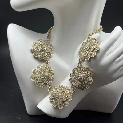 Kate Spade золото цветочный заявление ожерелье | кристалл кластер цветы | смелый гламур  - Изображение 1 из 4