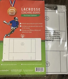Lacrosse Coaching trocken abwischbares doppelseitiges Markerbrett Klemmbrett von Scribbled - Bild 1 von 6