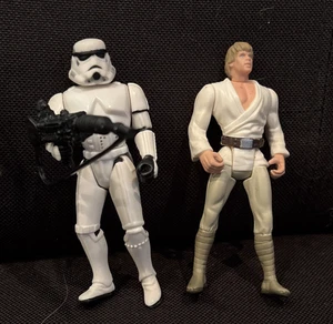 STAR WARS Luke Skywalker & Stormtrooper Figures – 3.75" Scale – Loose w/ Blaster - Picture 1 of 5