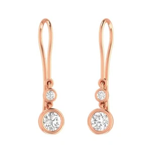 1.75 Ct Moissanite Solitaire Bezel Set Drop Dangle Earrings 14K Rose Gold Plated - Picture 1 of 4