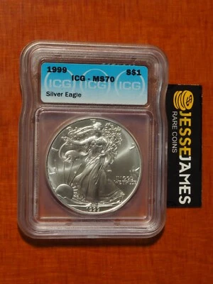 American Silver Eagle 1999 $1 ICG MS70 etiqueta azul Foto 1 de 2